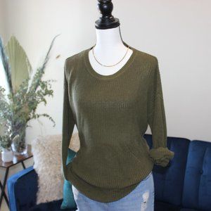 Olive Knit Long Sleeve Sweater